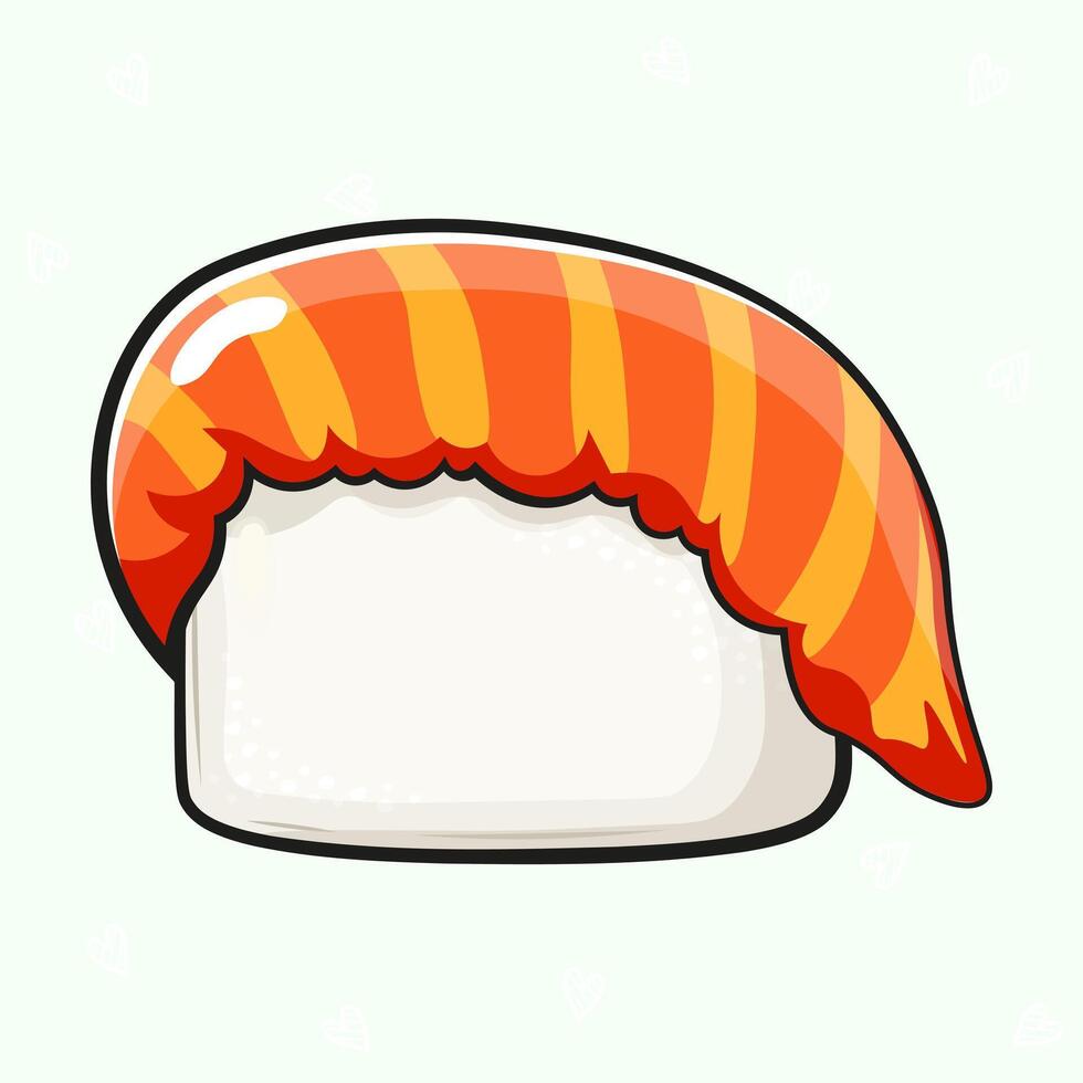 Cute funny Sushi. hand drawn cartoon kawaii character illustration icon. Isolated on green background. Sushi character concept vector