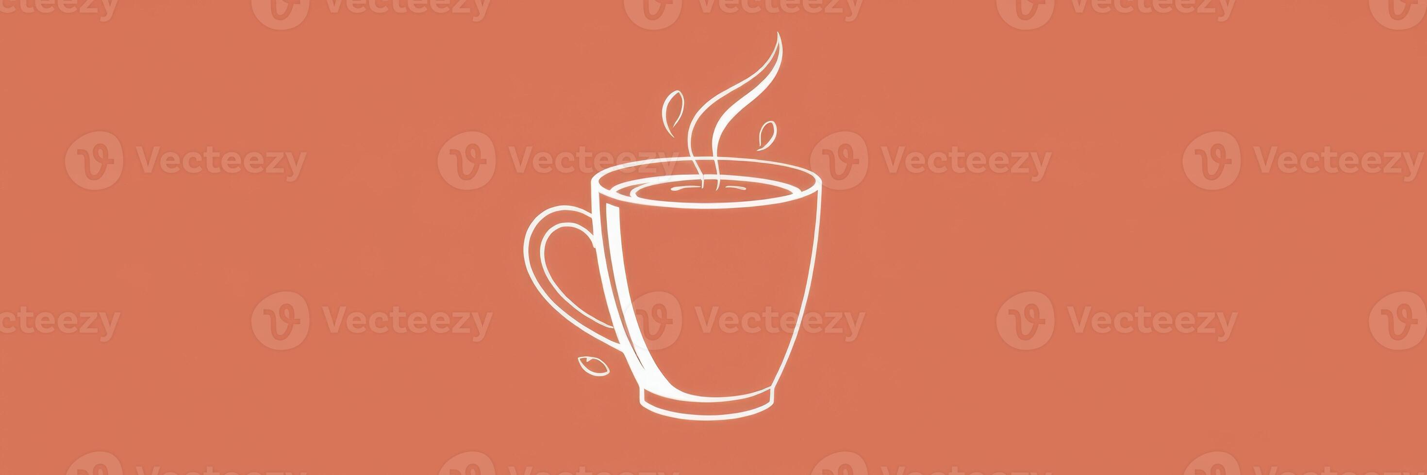 Warm cup of tea with steam rising, set against an orange backdrop, capturing a moment of comfort and relaxation photo