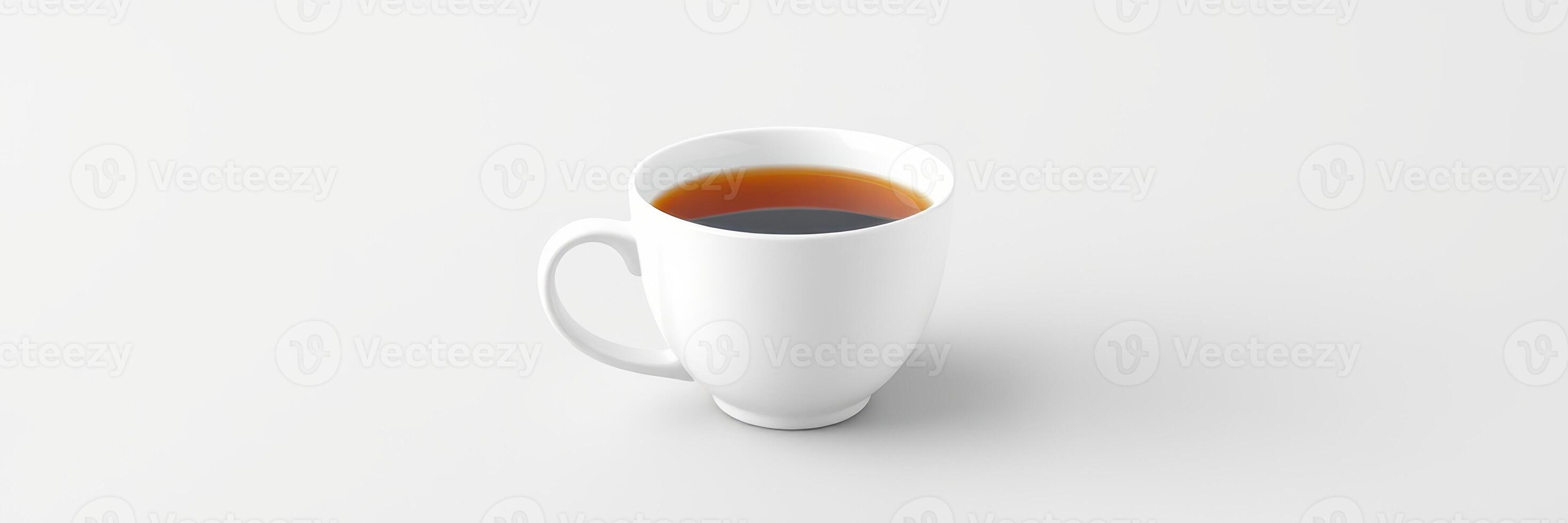 Coffee cup with steaming brew on a minimalist table showcasing warmth and comfort at morning time photo