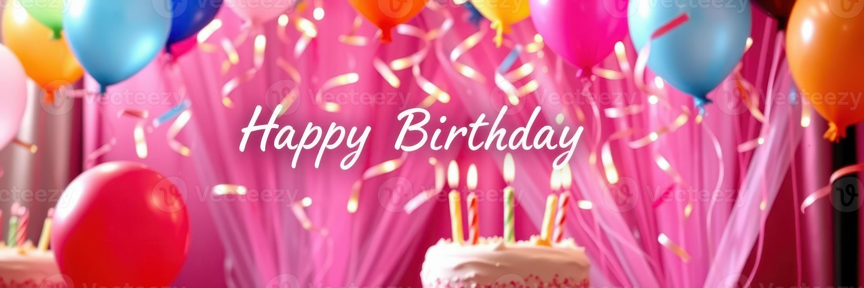 Colorful birthday celebration with balloons, cake, and festive decorations showcasing joy and happiness for an unforgettable event photo