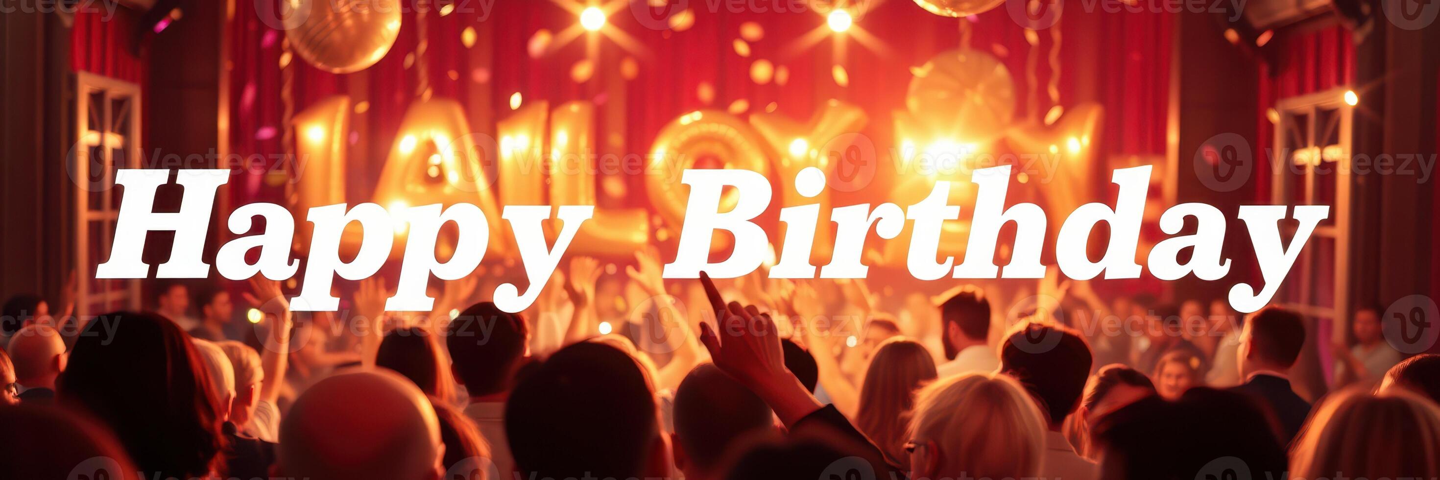 Exciting birthday celebration with guests enjoying lively atmosphere filled with confetti and decorations photo