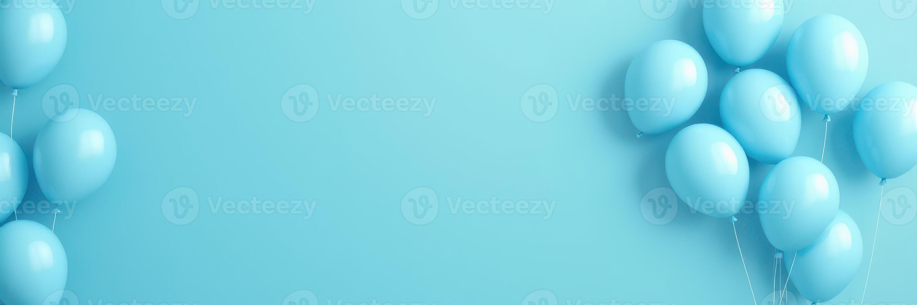 Bright blue balloons on a pastel background create a festive atmosphere perfect for celebrations or events photo
