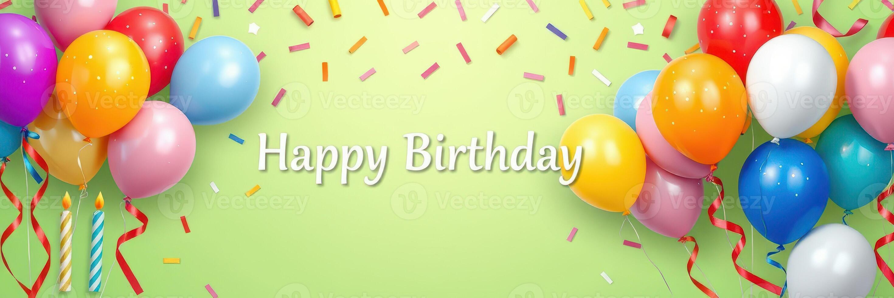 Colorful birthday celebration with balloons and confetti in a cheerful setting photo