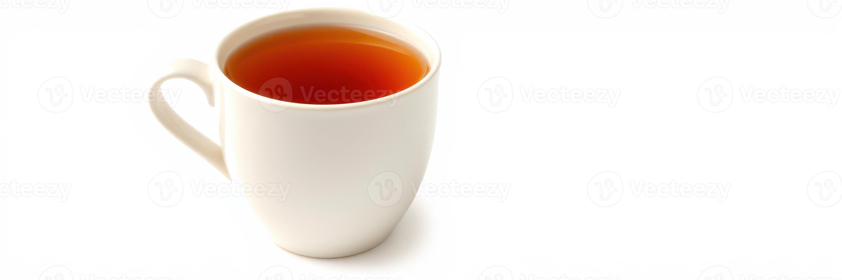 Hot tea served in a simple white cup on a clean surface during a relaxing afternoon setting photo