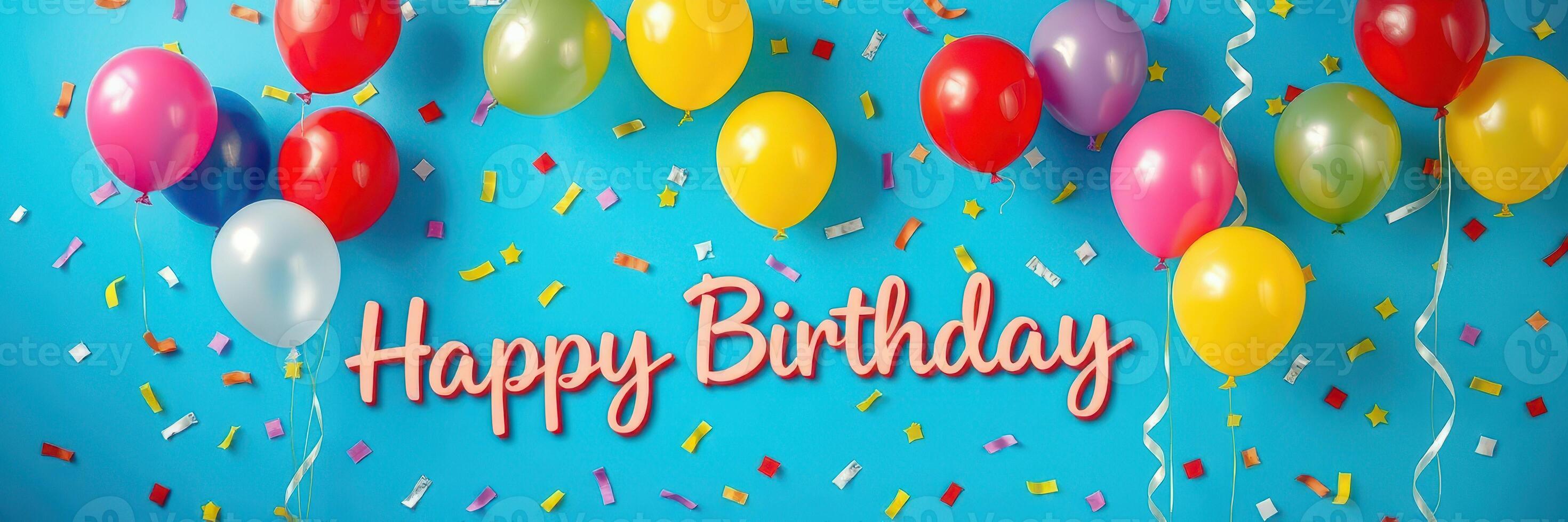 Colorful balloons and festive decorations create a cheerful atmosphere for a birthday celebration in a bright setting photo