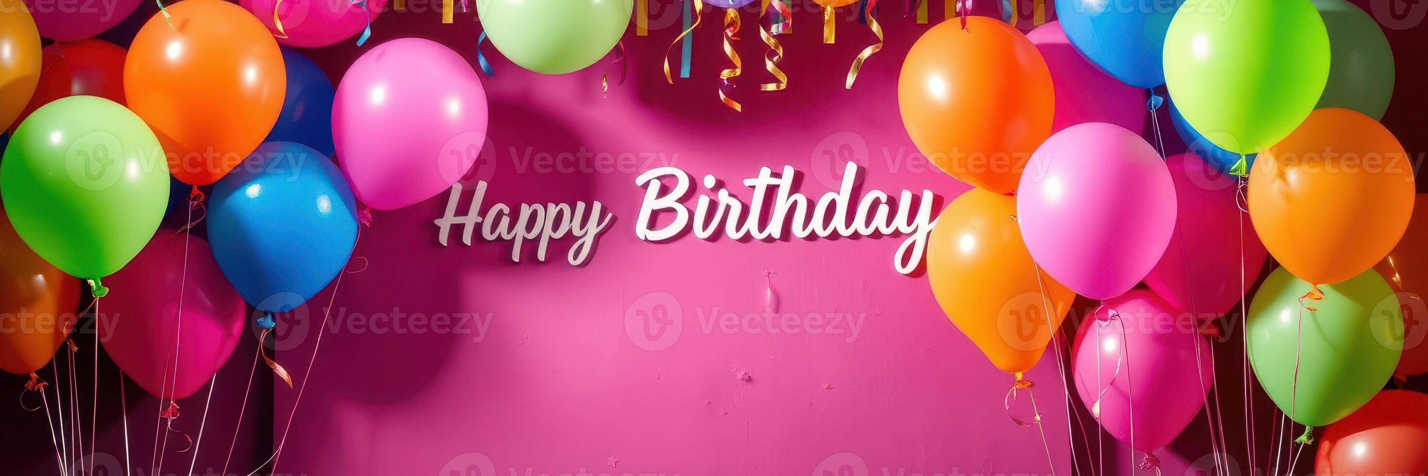 Colorful birthday celebration with balloons and cheerful decorations in a festive setting photo