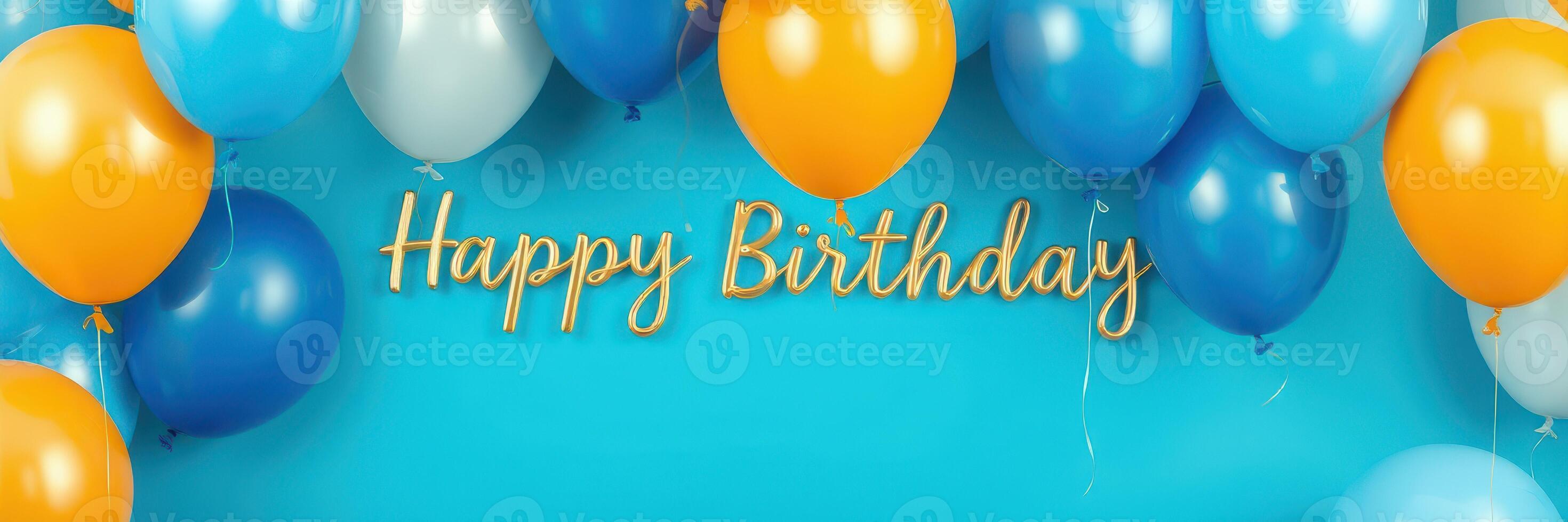 Colorful balloons create a festive backdrop for a cheerful birthday celebration with a bright blue theme photo