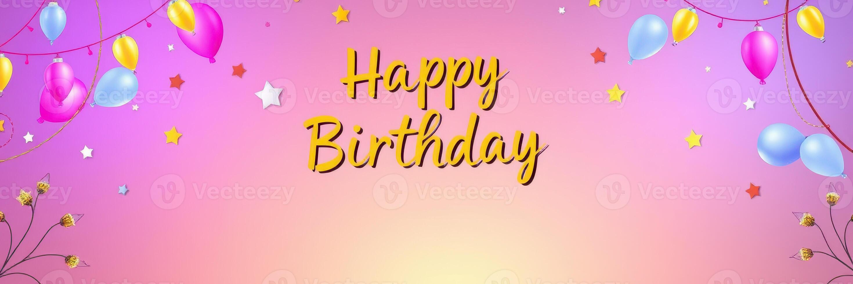 Colorful birthday celebration background with balloons and festive decorations for special occasions photo