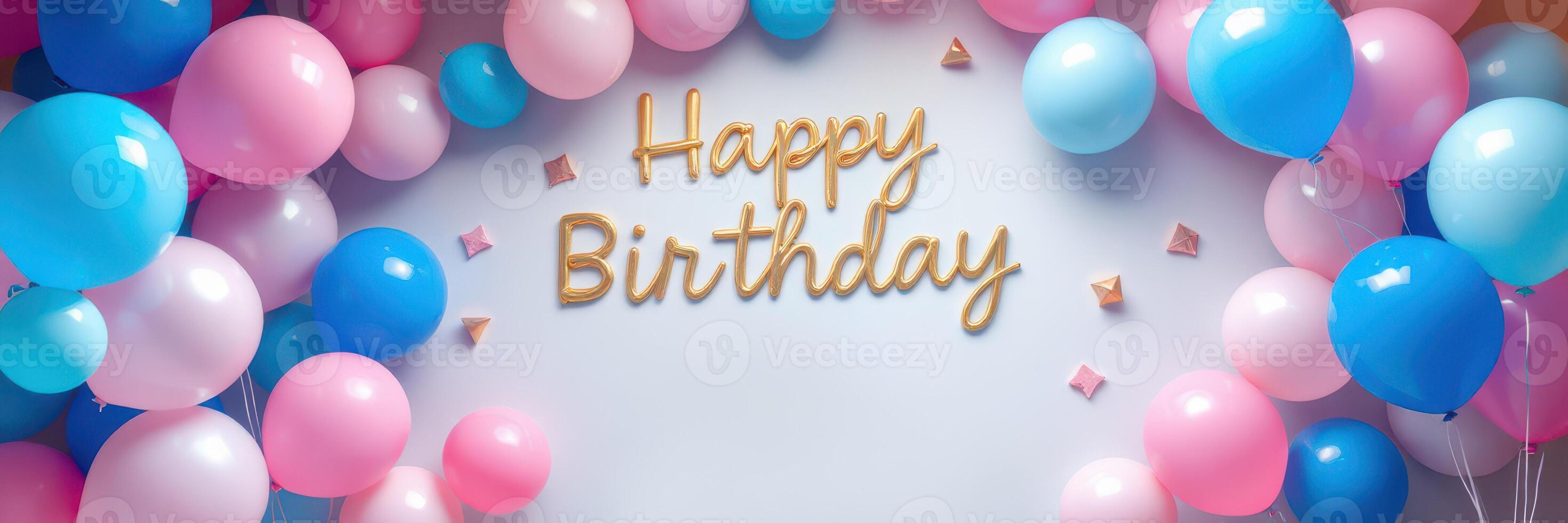 Colorful birthday balloons and decorations creating a festive atmosphere for celebration photo