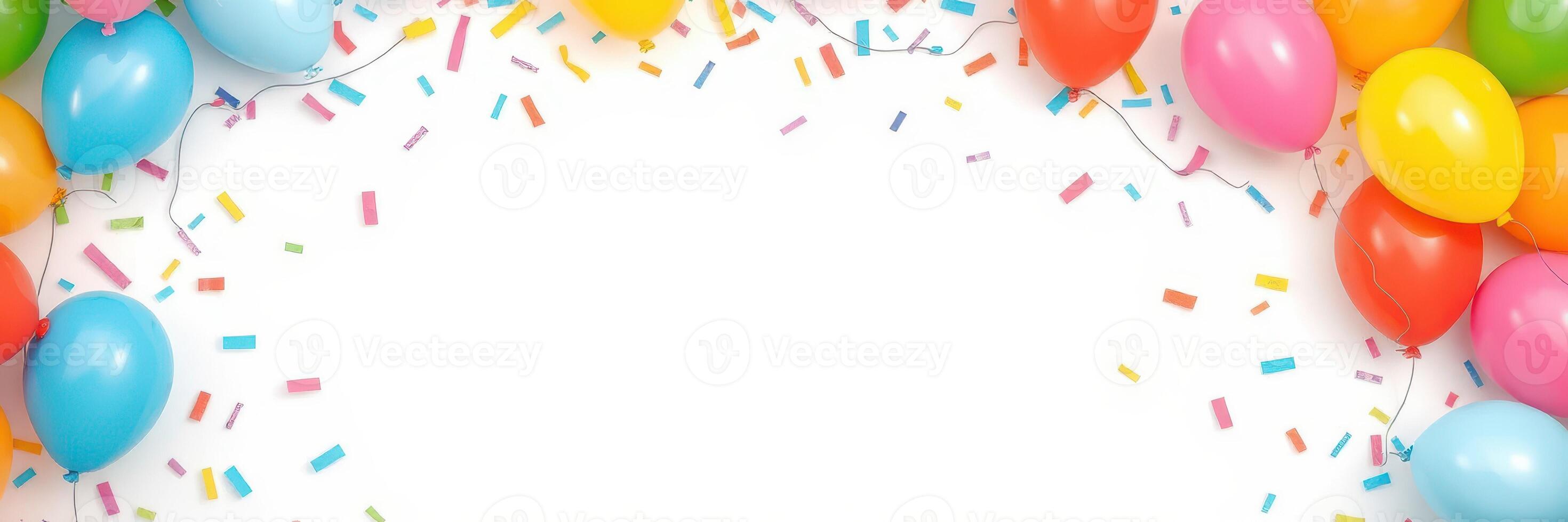 Colorful balloons and confetti create a festive atmosphere for celebrations and special events photo