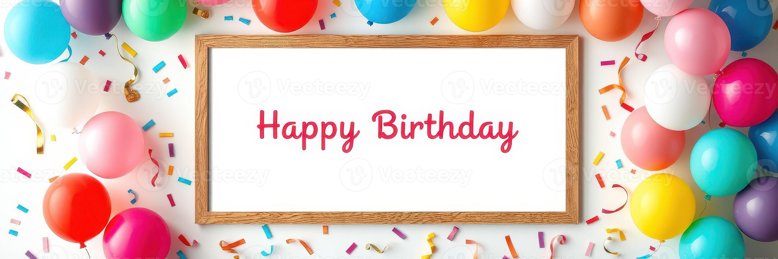 Celebration of a joyful birthday with colorful balloons and decorations in a festive setting photo
