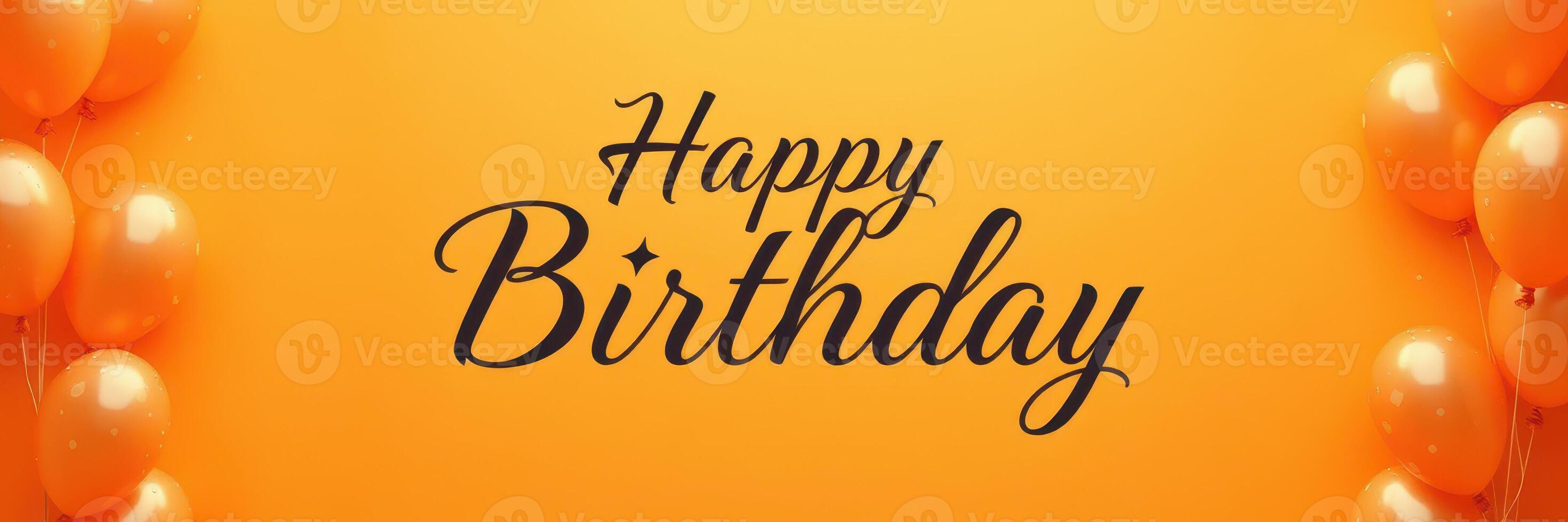 Celebration of a joyful birthday with vibrant orange balloons and cheerful wishes in a festive atmosphere photo