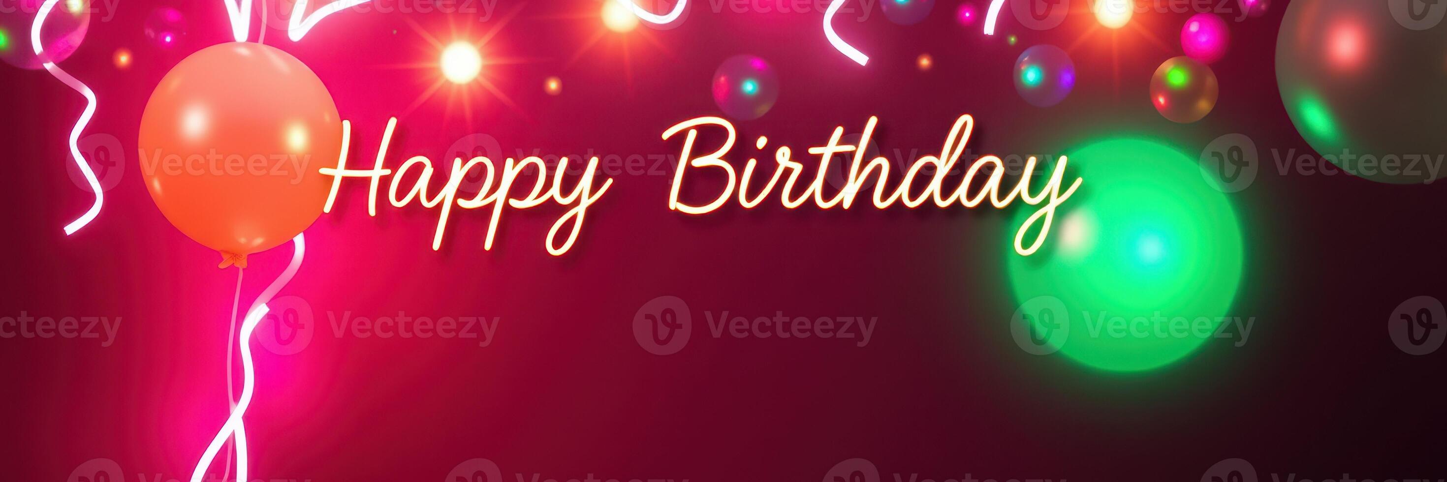 Colorful birthday celebration with balloons and lights for a joyful occasion photo