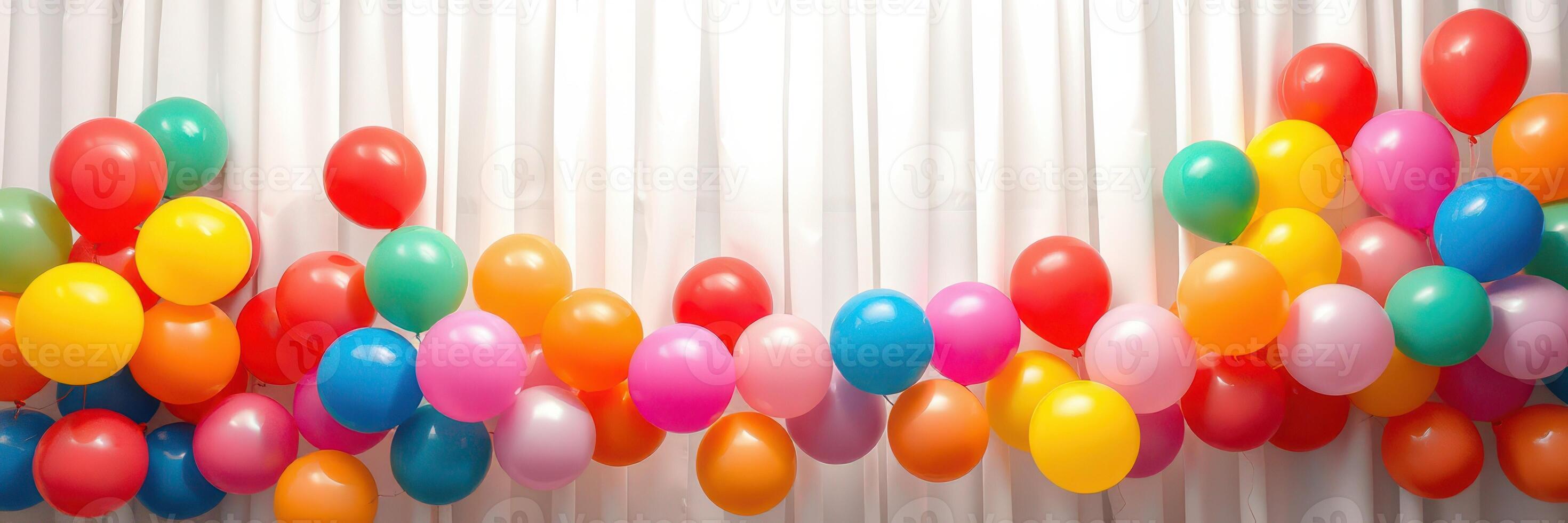 Colorful balloons create a festive atmosphere for a celebration or party decoration backdrop photo
