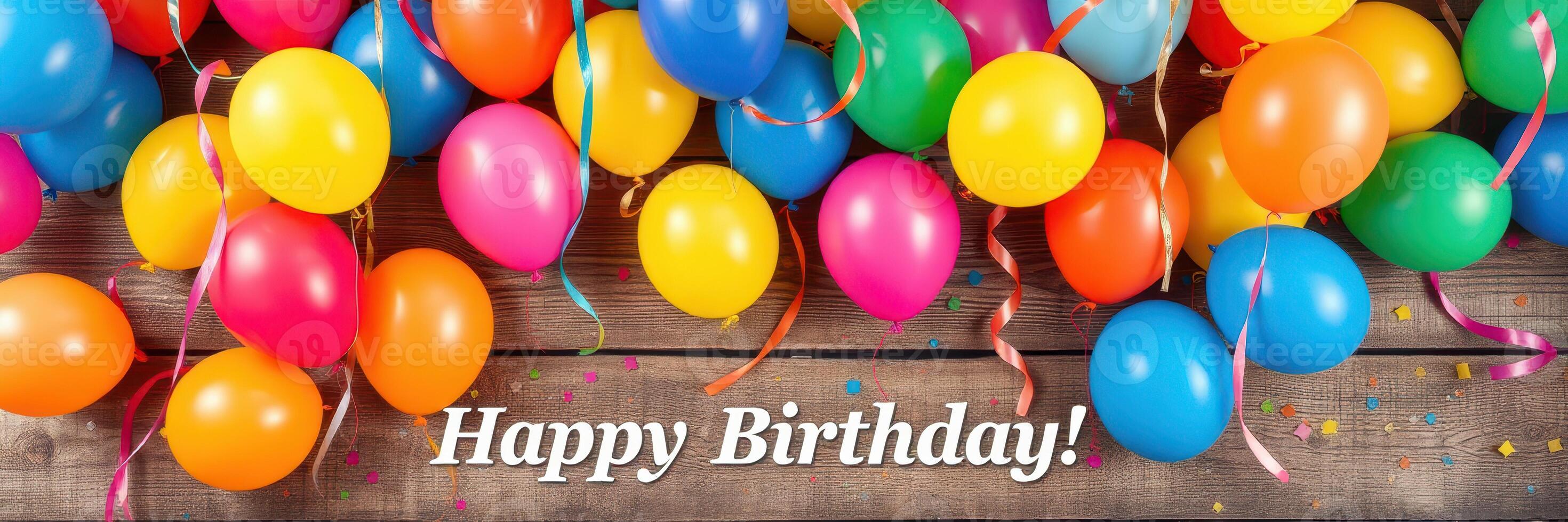 Colorful birthday balloons and festive decorations create a joyful atmosphere for celebrations and gatherings photo