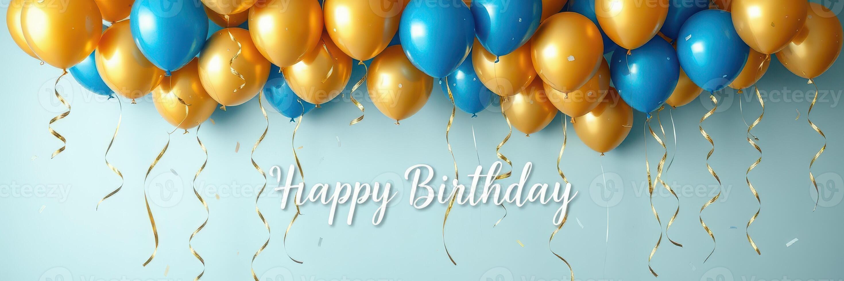 Colorful balloons with a birthday greeting create a festive atmosphere for celebrations and gatherings photo