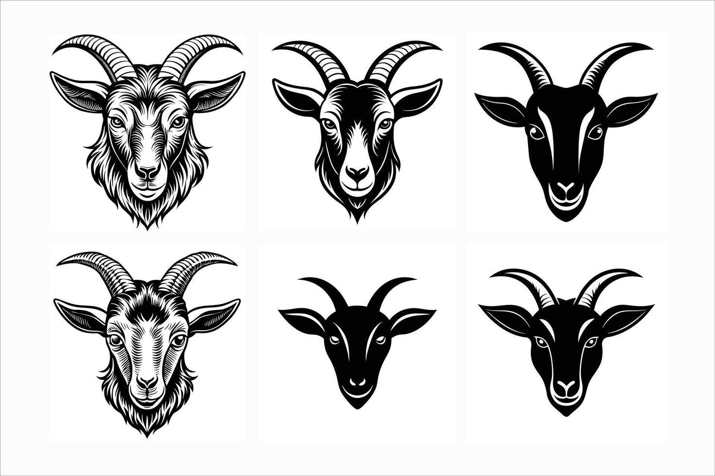 set of goat head logo vector