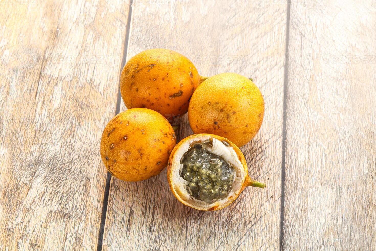 Yellow tropical sweet maracuya fruit photo