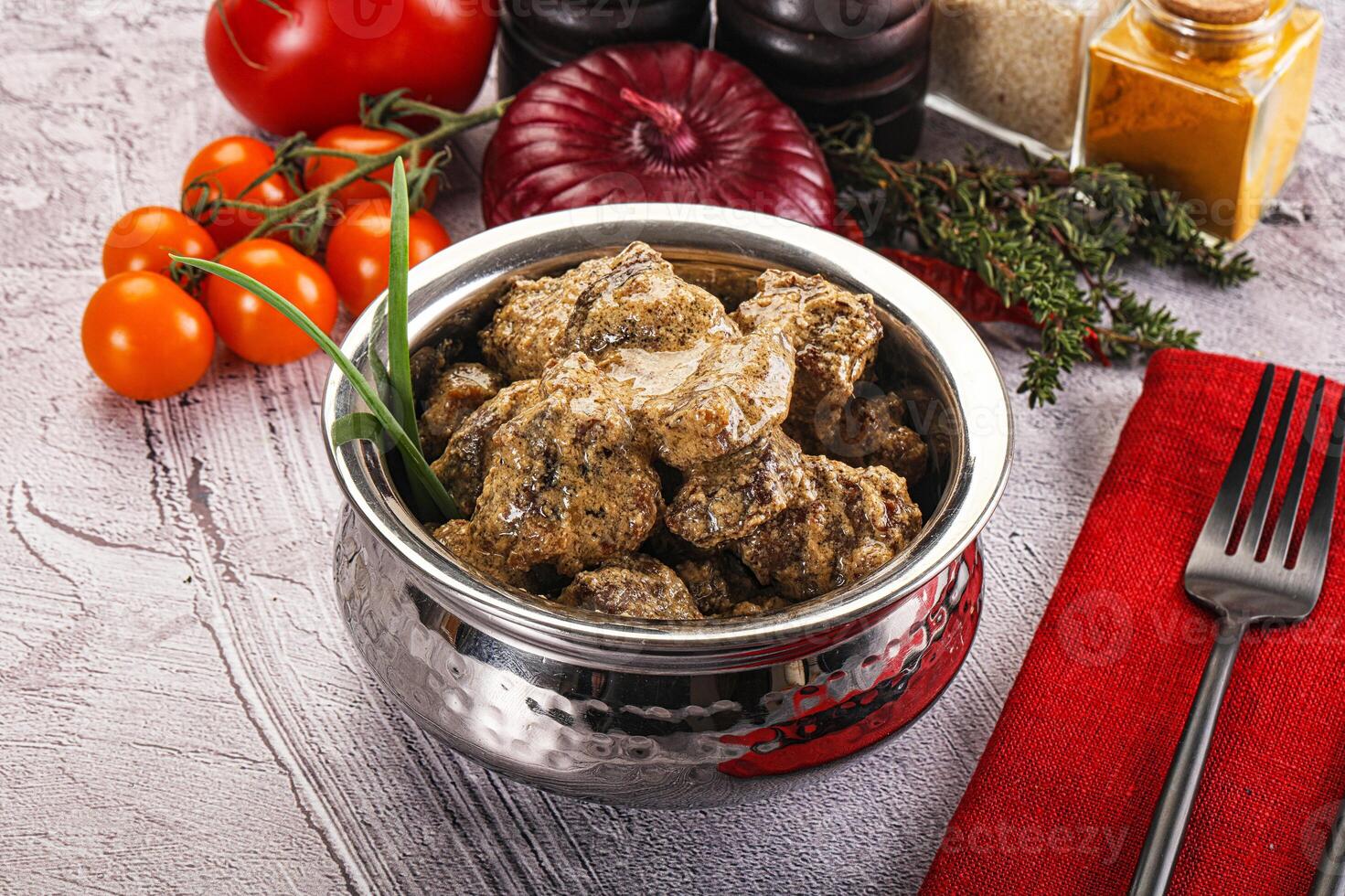 Beef liver with cream sauce photo