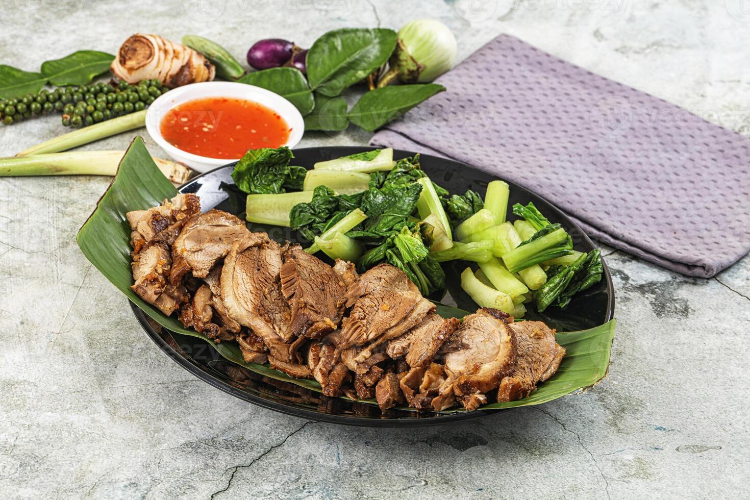 Asian cuisine Baked duck breast photo