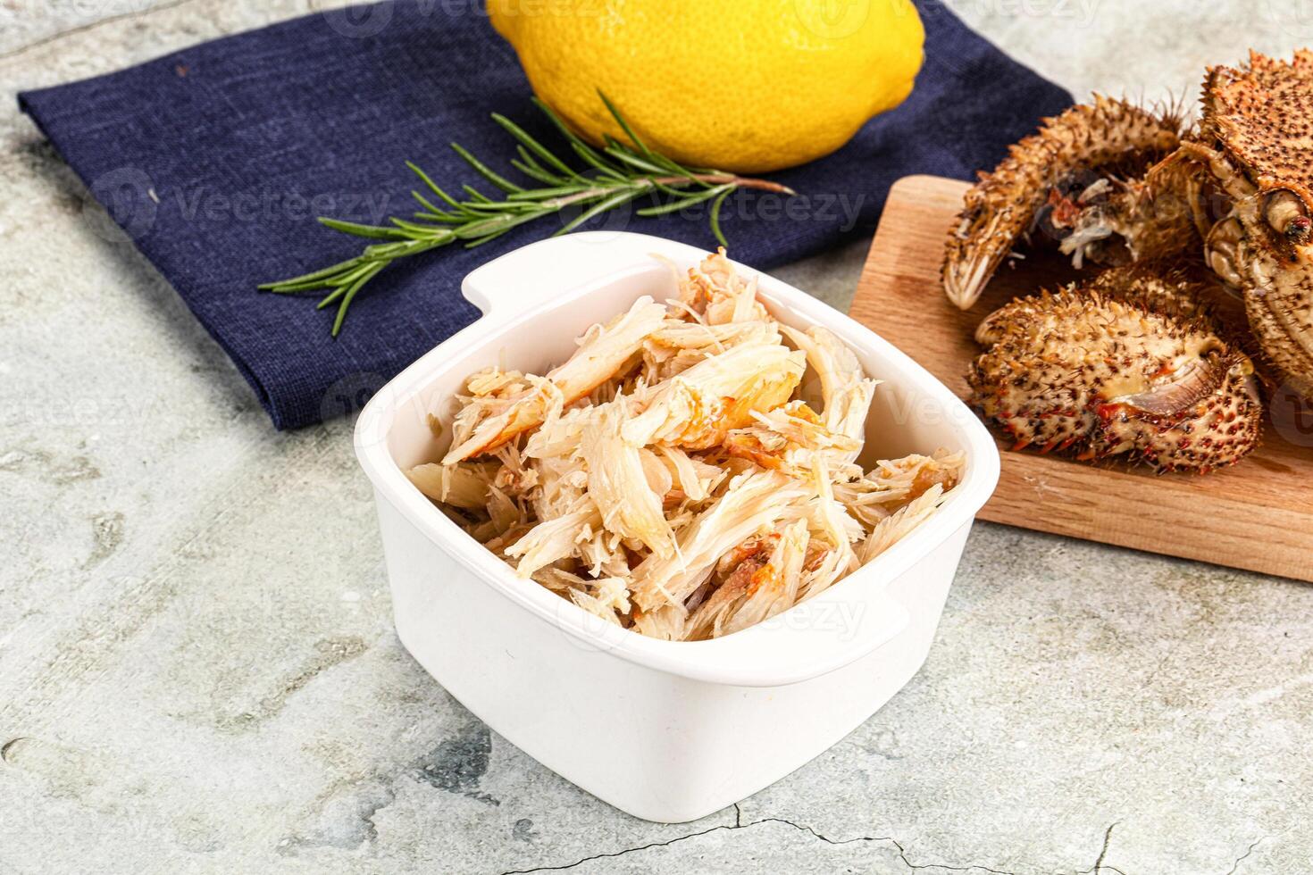 Wild natural crab meat for salad photo