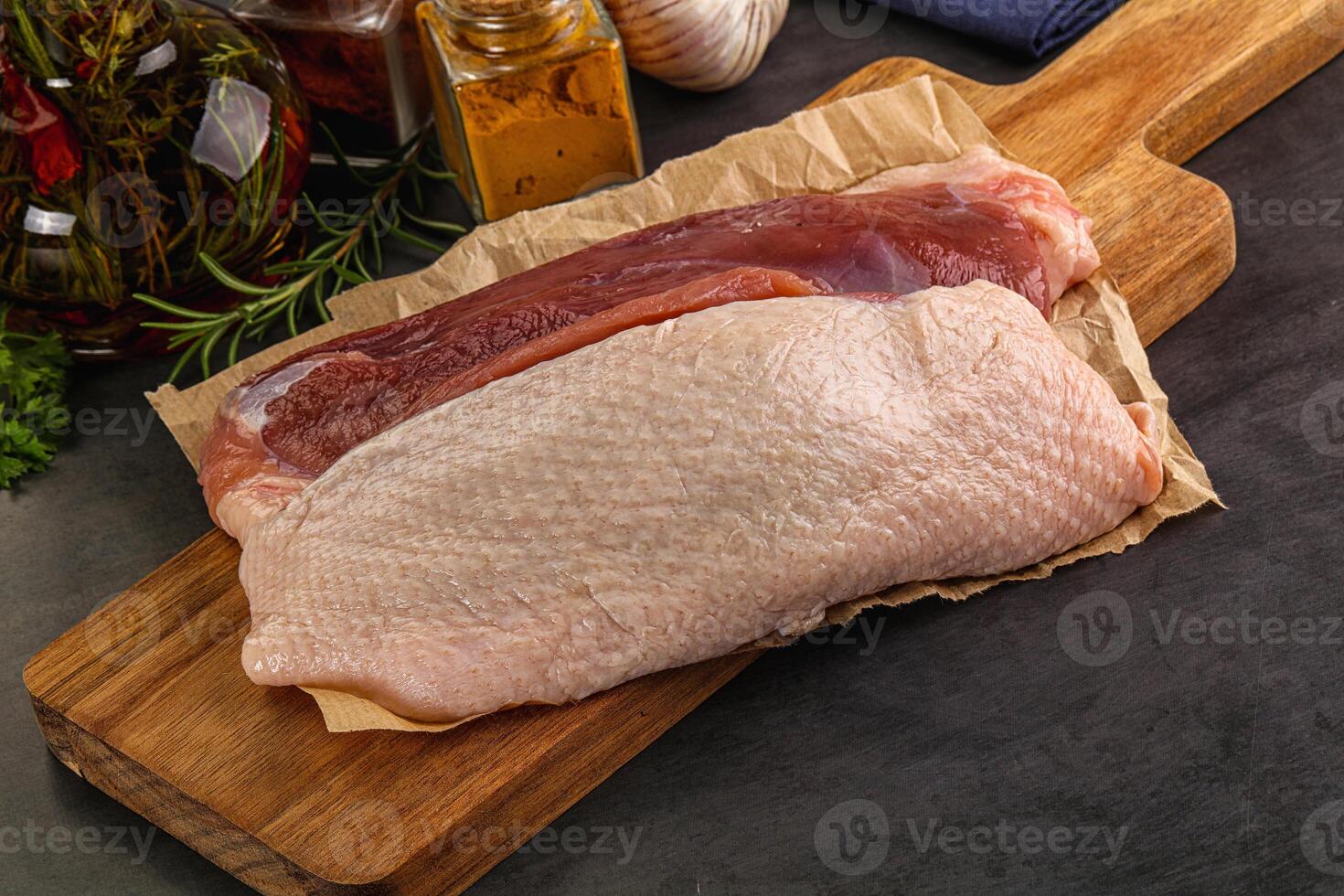 Raw duck breast for cooking photo
