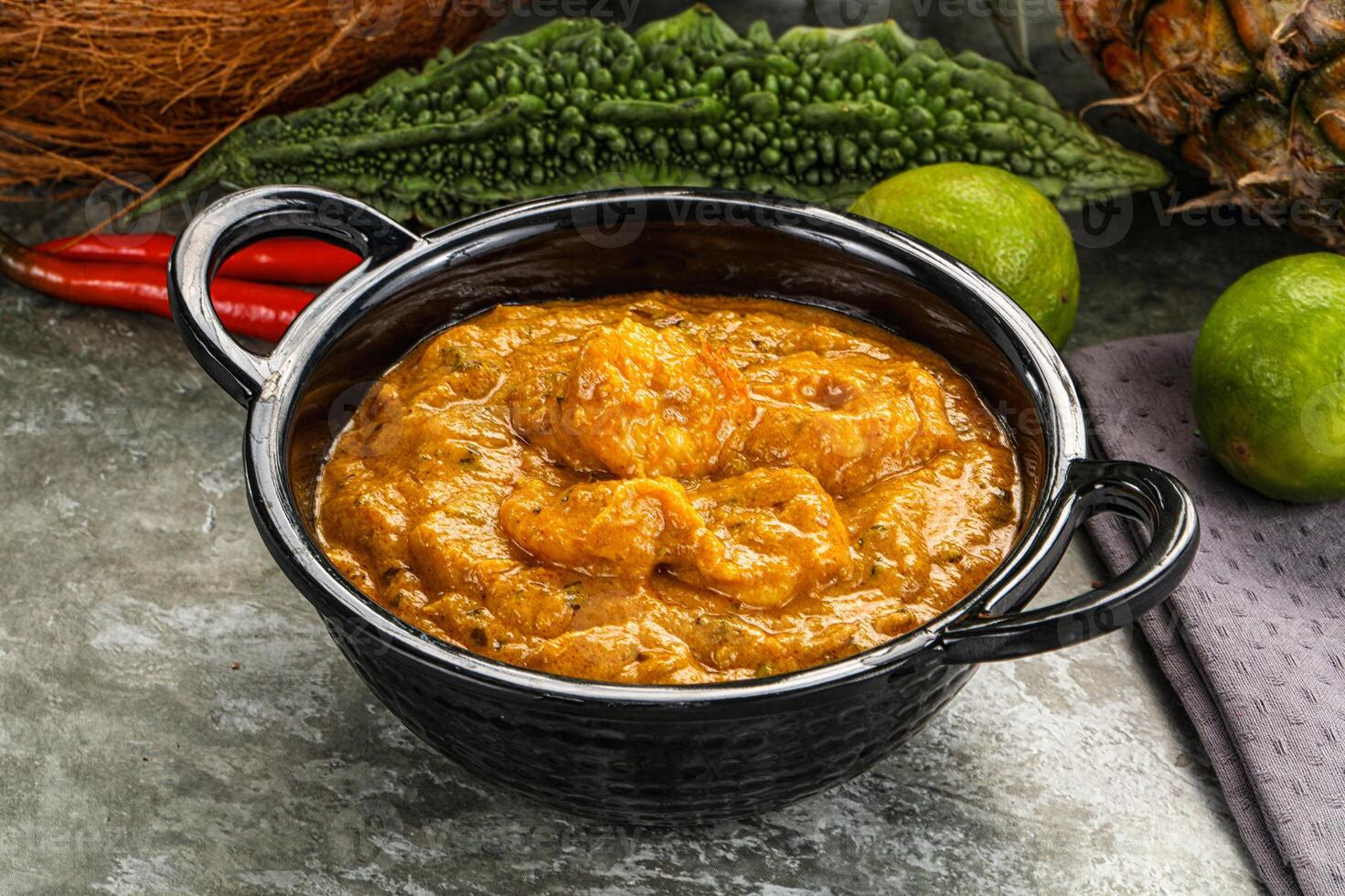 Indian prawn masala with spices photo
