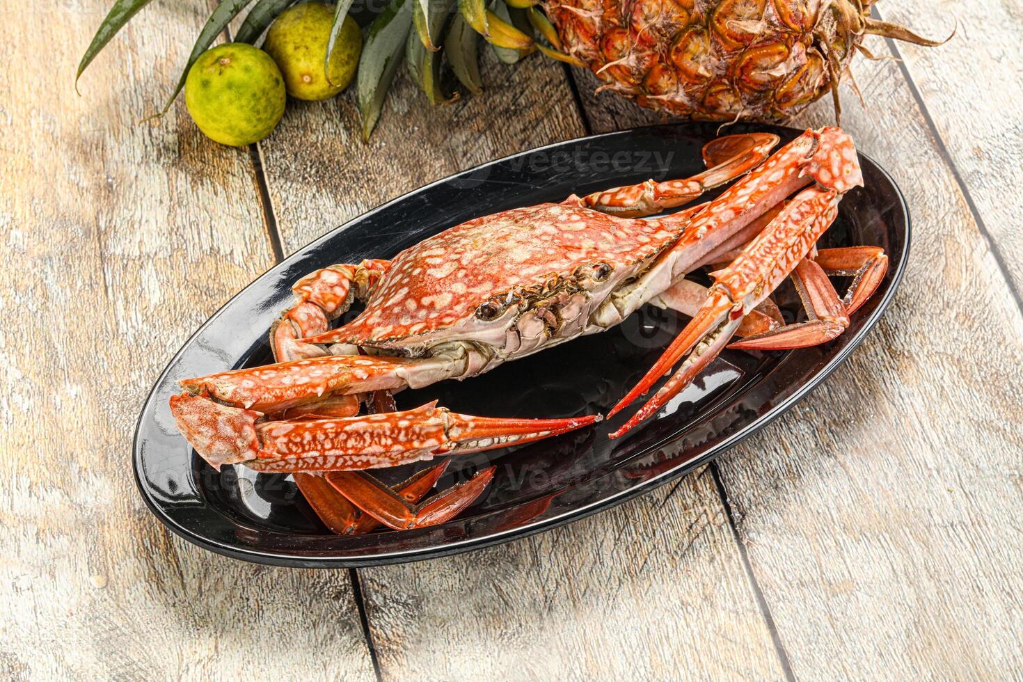 Seafood cuisine -delicous steamed crabs photo