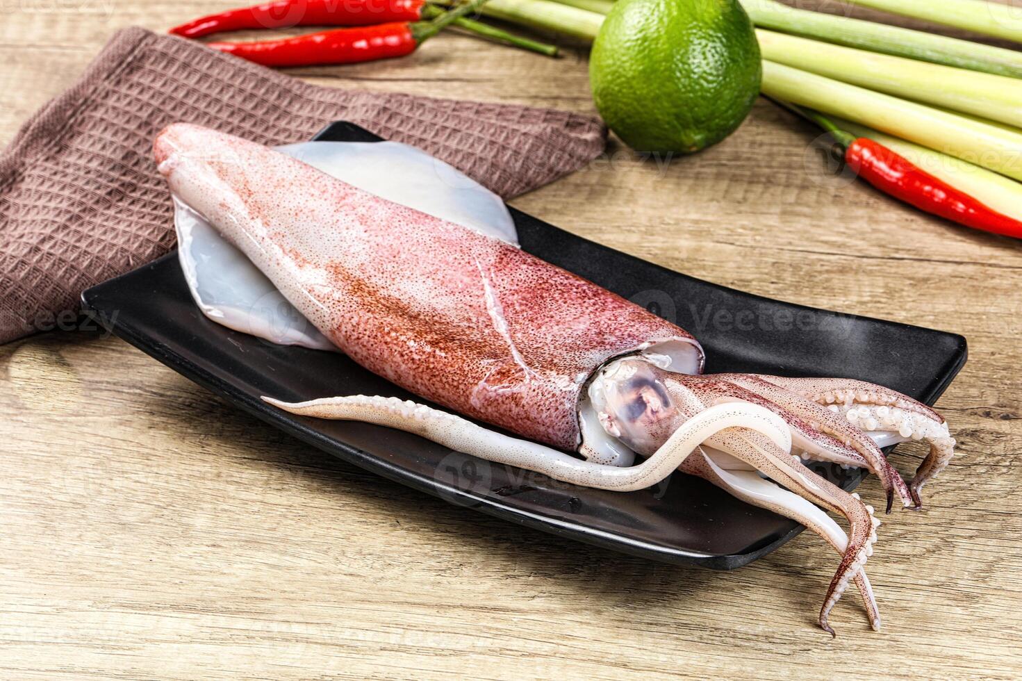 Raw fresh squid for cooking photo