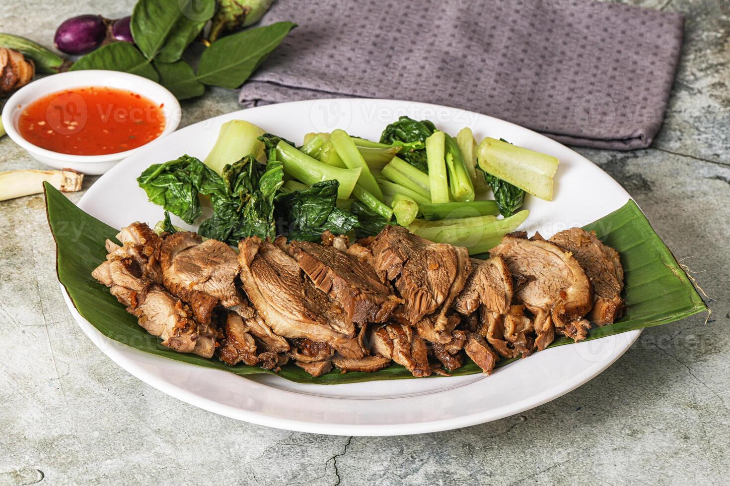 Asian cuisine Baked duck breast photo