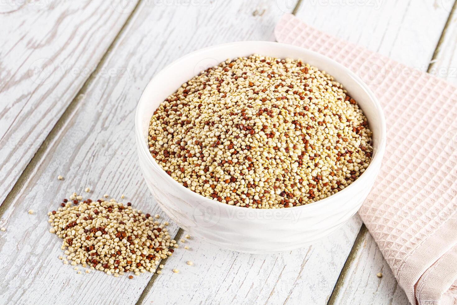 Raw dry quinoa cereal grain photo
