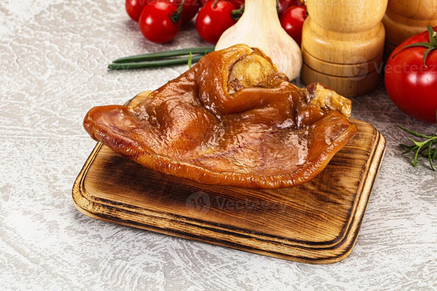 Smoked pork ear snack appetizer photo