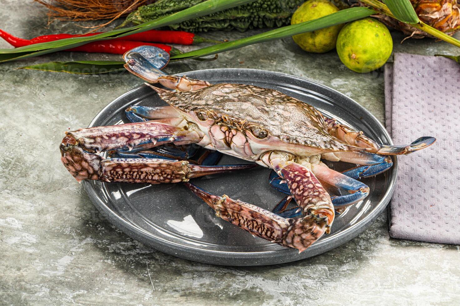 Raw blue crab for cooking photo
