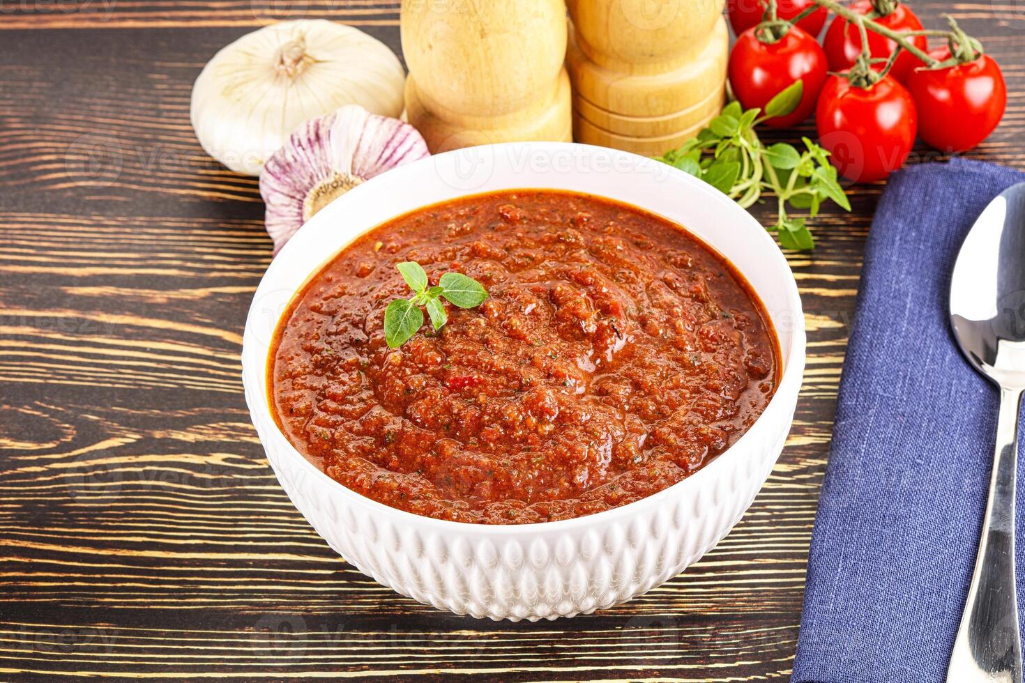 Spanish traditional gazpacho tomato soup photo