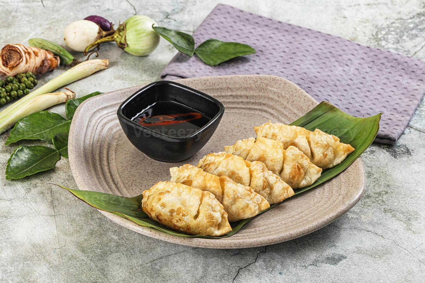 Japanese cuisine - stuffed dumplings gyoza photo