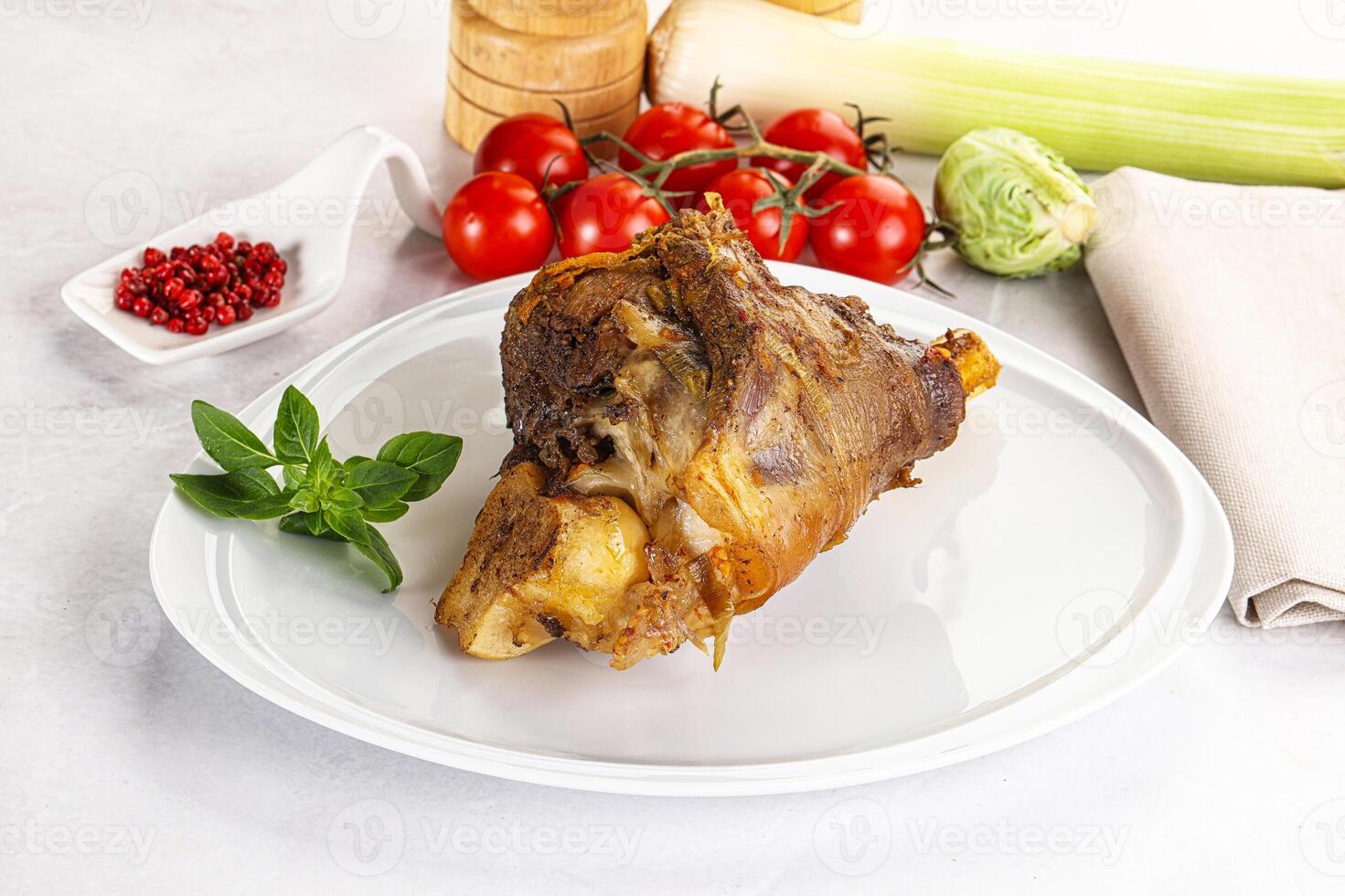 Baked Lamb shank with bone photo