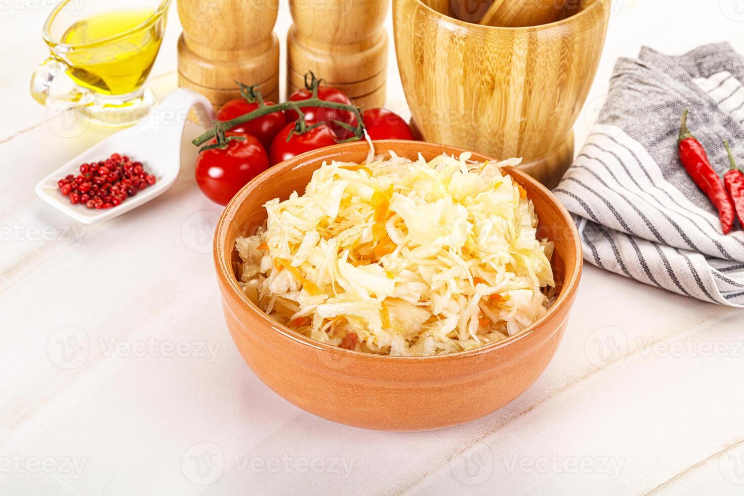 Homemade fermented cabbage Sauerkraut photo