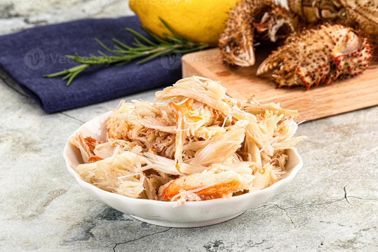 Wild natural crab meat for salad photo