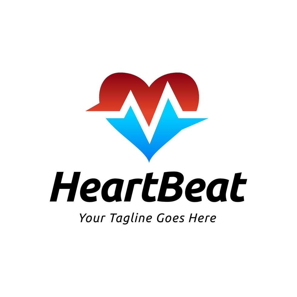 Heartbeat logo design template vector