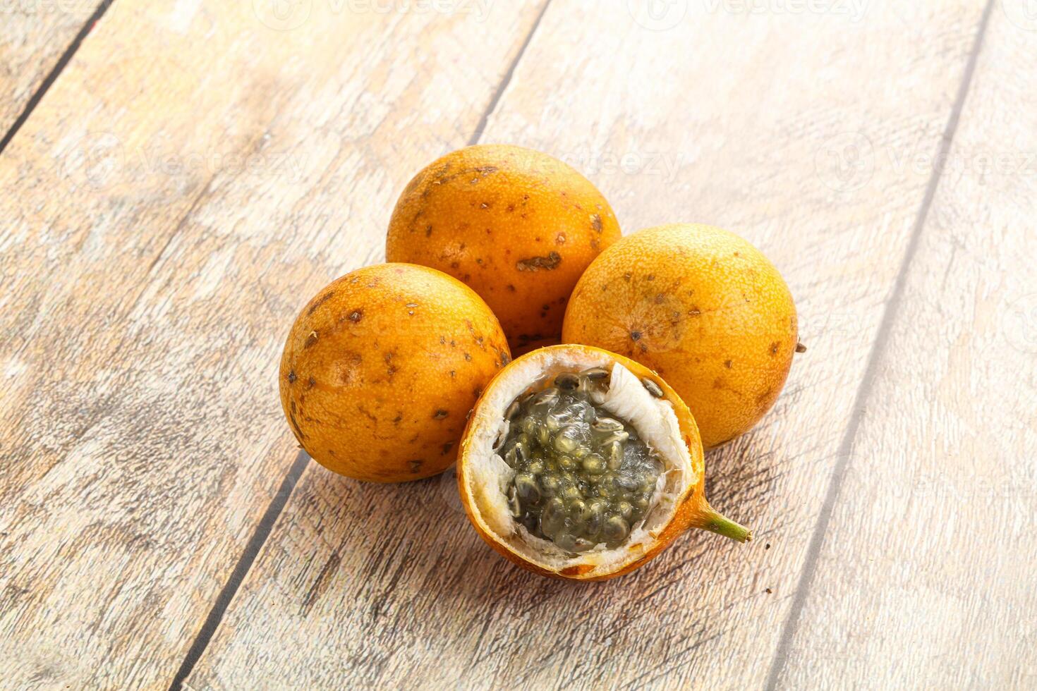 Yellow tropical sweet maracuya fruit photo