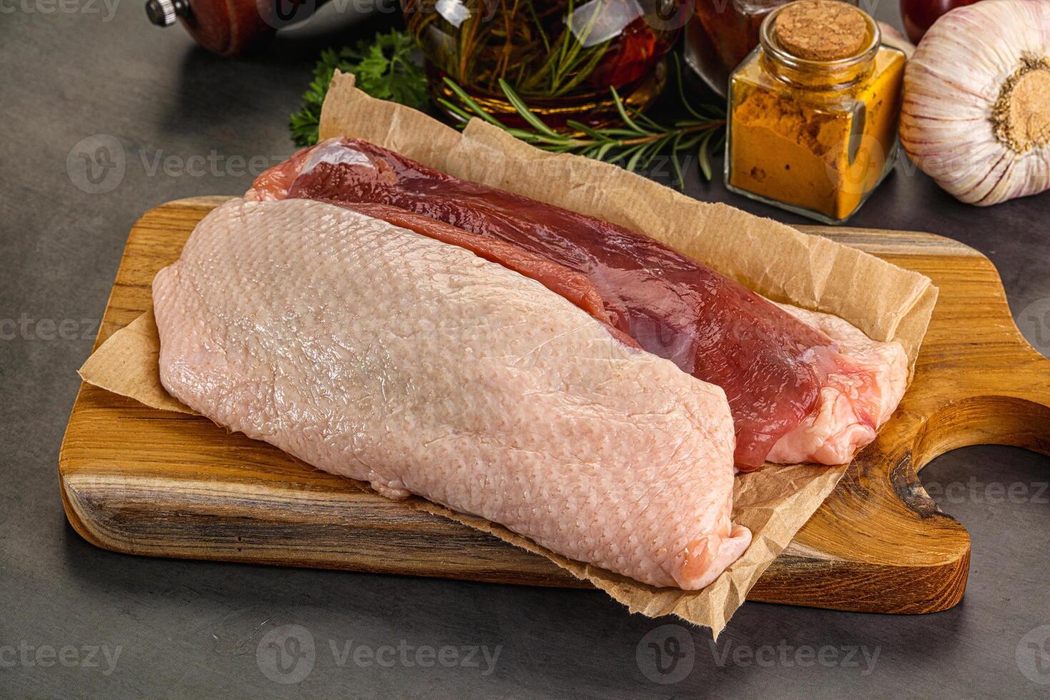Raw duck breast for cooking photo