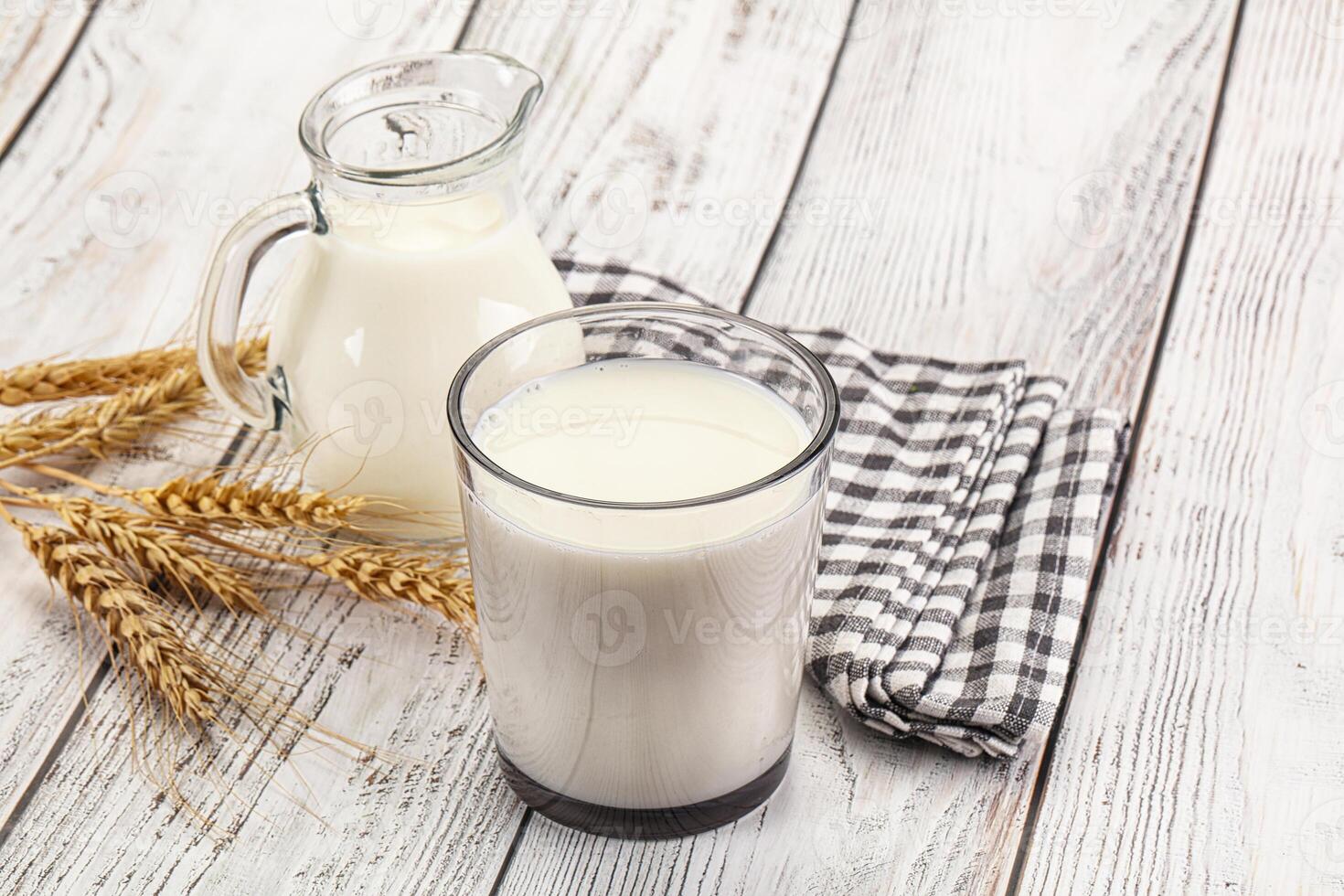 Organic milk in the glass photo