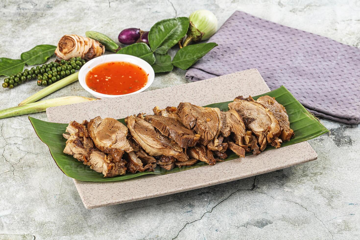 Asian cuisine Baked duck breast photo