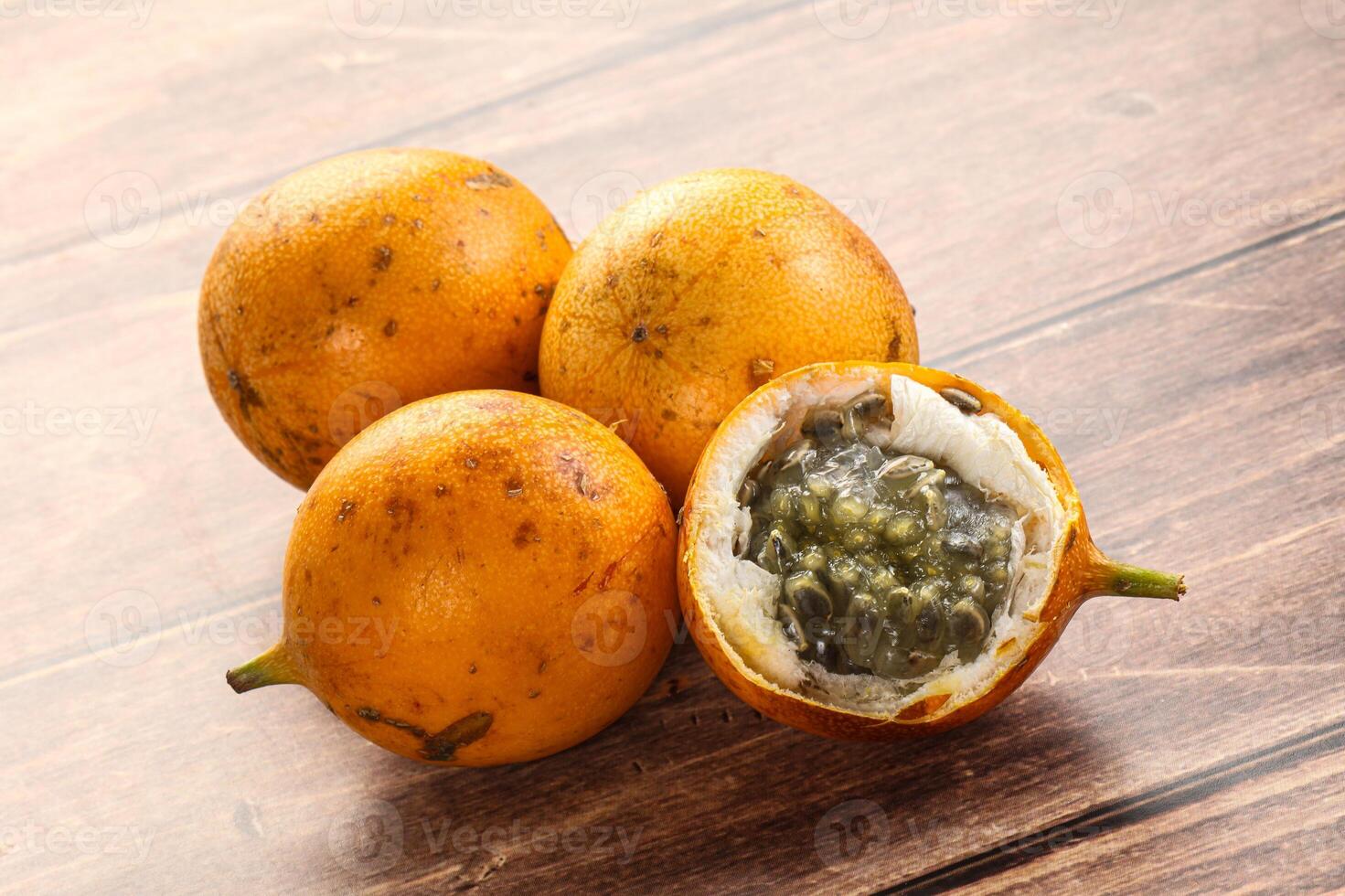 Yellow tropical sweet maracuya fruit photo