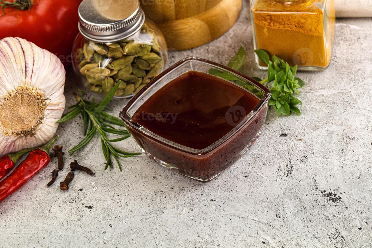Japanese traditional brown sauce Tonkatsu photo