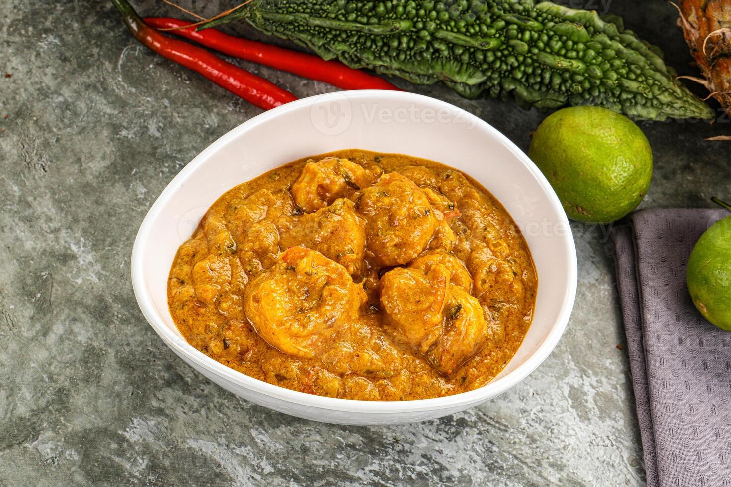 Indian prawn masala with spices photo