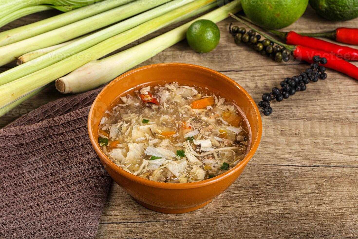 Asian gourmet crab soup with spices photo