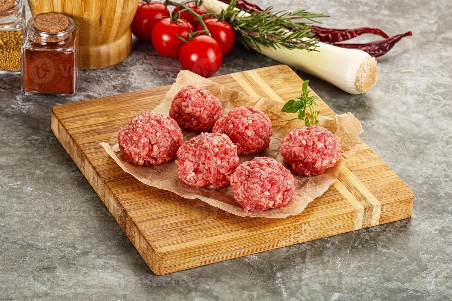 Raw beef meatball minced meat photo