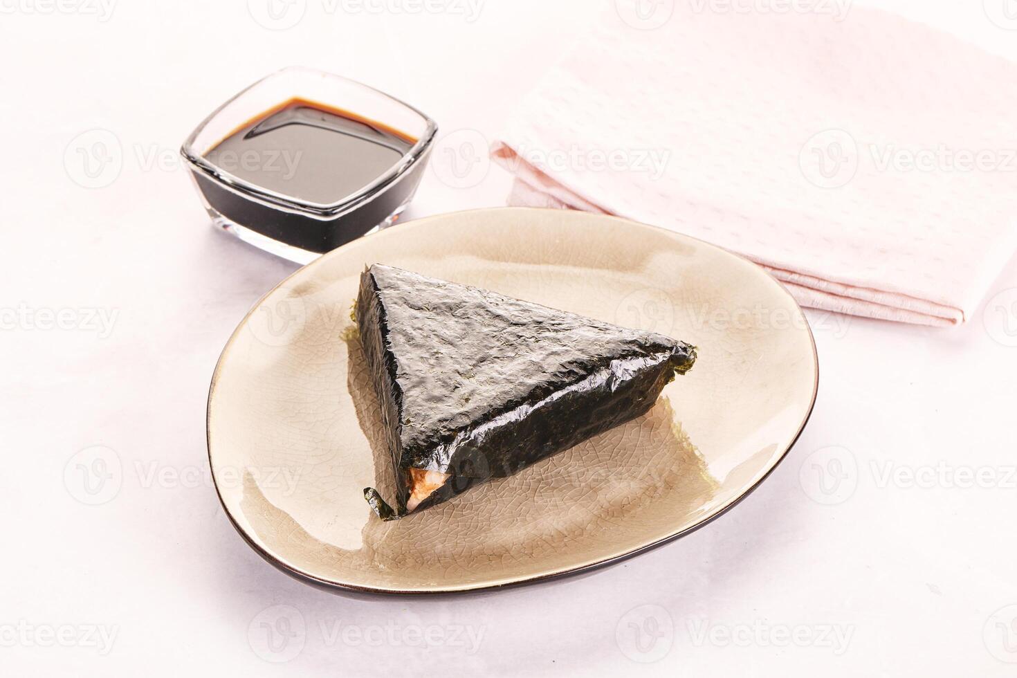 Japanese traditional onigiri with fish photo