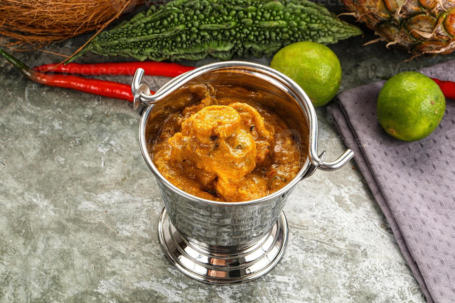 Indian prawn masala with spices photo